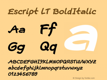 Escript LT BoldItalic Version 1.000 Font Sample