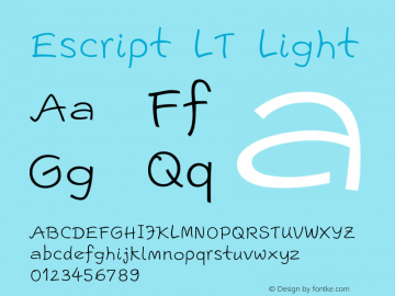 Escript LT Light Version 1.000 Font Sample