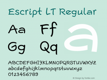 Escript LT Regular Version 1.000 Font Sample