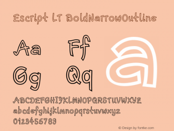 Escript LT BoldNarrowOutline Version 1.000 Font Sample