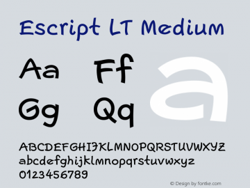 Escript LT Medium Version 001.001 Font Sample