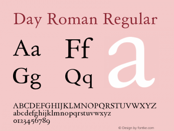 Day Roman Regular 1.0; December 2002图片样张