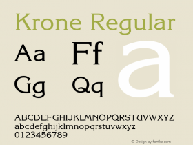 Krone Regular The IMSI MasterFonts Collection, tm 1995 IMSI图片样张