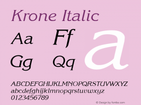Krone Italic (C)opyright 1992 W.S.I.  8/6/92图片样张