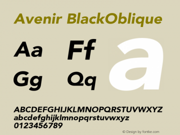 Avenir BlackOblique Version 001.000图片样张