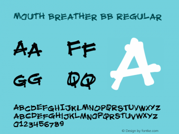 Mouth Breather BB Regular Macromedia Fontographer 4.1 1/30/03 Font Sample
