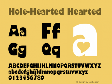 Hole-Hearted Hearted Version 2003; 1.1 Font Sample