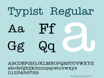 Typist Regular The IMSI MasterFonts Collection, tm 1995, 1996 IMSI (International Microcomputer Software Inc.) Font Sample