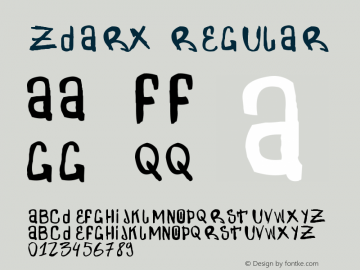 Zdarx Regular 1.05 Font Sample