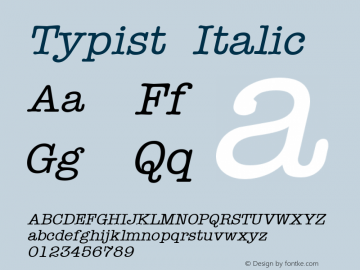 Typist Italic The IMSI MasterFonts Collection, tm 1995, 1996 IMSI (International Microcomputer Software Inc.)图片样张
