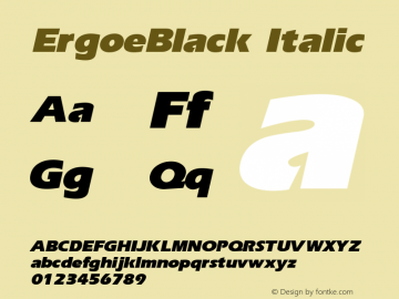 ErgoeBlack Italic The IMSI MasterFonts Collection, tm 1995, 1996 IMSI (International Microcomputer Software Inc.)图片样张