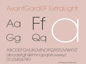 AvantGardEF ExtraLight Version 001.000图片样张