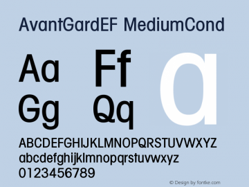 AvantGardEF MediumCond Version 001.000 Font Sample