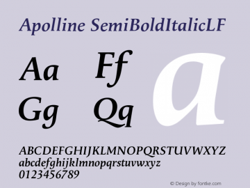 Apolline SemiBoldItalicLF Version 001.000 Font Sample