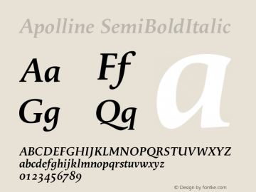 Apolline SemiBoldItalic Version 001.000 Font Sample