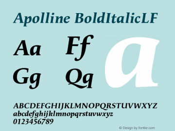 Apolline BoldItalicLF Version 001.000 Font Sample