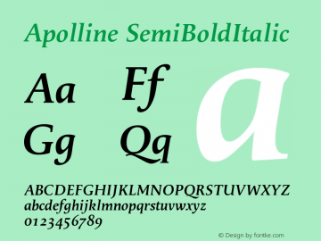 Apolline SemiBoldItalic Version 001.000 Font Sample