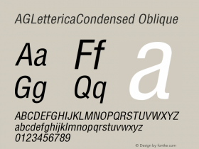 AGLettericaCondensed Oblique Version 1.000 Font Sample