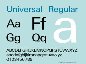 Universal Regular The IMSI MasterFonts Collection, tm 1995, 1996 IMSI (International Microcomputer Software Inc.) Font Sample