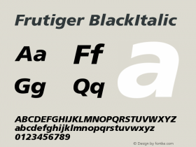 Frutiger BlackItalic Version 001.001 Font Sample