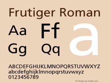 Frutiger Roman Version 001.002 Font Sample