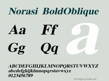 Norasi BoldOblique Version 004.013: 2012-02-13 Font Sample