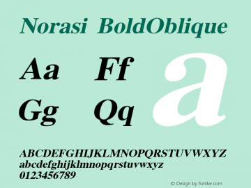 Norasi BoldOblique Version 005.000: 2014-03-17 Font Sample