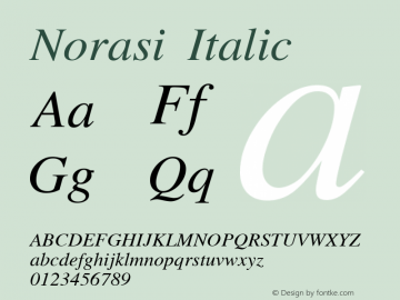 Norasi Italic Version 005.000: 2014-03-17 Font Sample