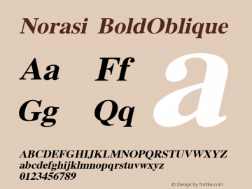 Norasi BoldOblique Version 005.000: 2014-03-17 Font Sample