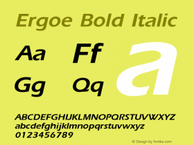 Ergoe Bold Italic Weatherly Systems, Inc.  6/7/95 Font Sample