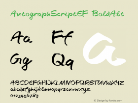 AutographScriptEF BoldAlt Version 001.000 Font Sample