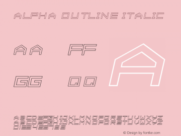 ALPHA OUTLINE Italic Macromedia Fontographer 4.1.5 24/6/08 Font Sample