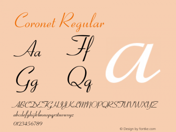 Coronet Regular Version 001.000 Font Sample