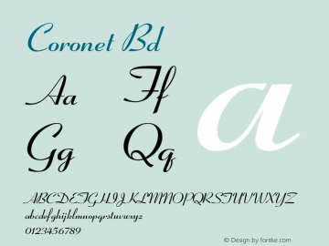 Coronet Bd Version 001.003 Font Sample