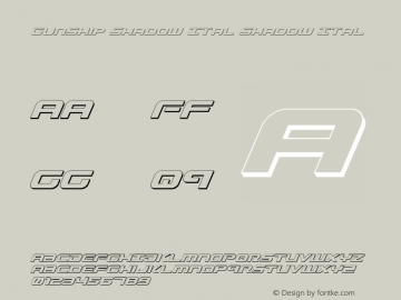 Gunship Shadow Ital Shadow Ital 004.000 Font Sample