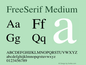 FreeSerif Medium Version $Revision: 1.358 $ Font Sample