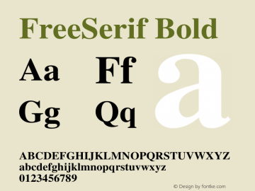 FreeSerif Bold Version $Revision: 1.150 $ Font Sample