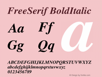 FreeSerif BoldItalic Version $Revision: 1.137 $ Font Sample