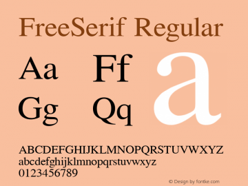 FreeSerif Regular Version 0412.2263 Font Sample