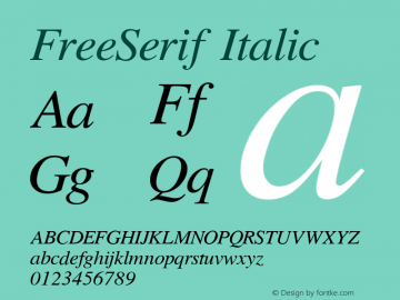 FreeSerif Italic Version 0412.2268 Font Sample