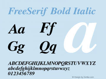 FreeSerif Bold Italic Version 0412.2268 Font Sample