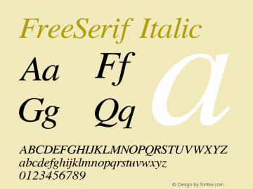 FreeSerif Italic Version 0412.2268 Font Sample