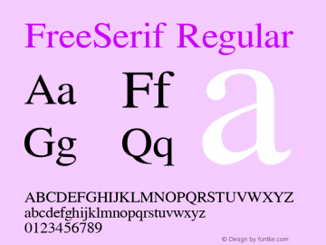 FreeSerif Regular Version 0412.2263 Font Sample