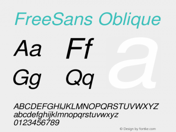 FreeSans Oblique Version $Revision: 1.130 $ Font Sample