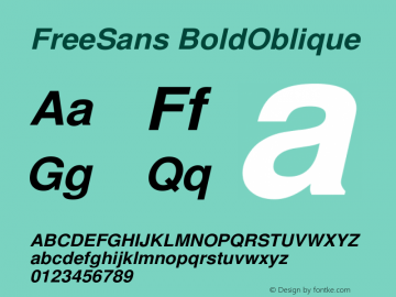 FreeSans BoldOblique Version $Revision: 1.104 $ Font Sample