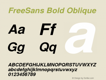 FreeSans Bold Oblique Version 0412.2268 Font Sample