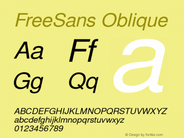 FreeSans Oblique Version 0412.2261 Font Sample