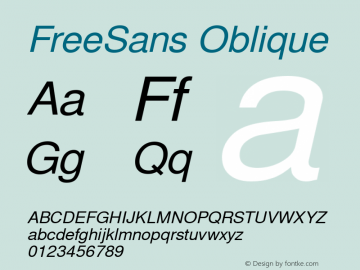 FreeSans Oblique Version 0412.2261 Font Sample