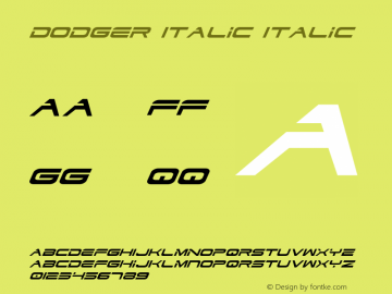 Dodger Italic Italic 2 Font Sample