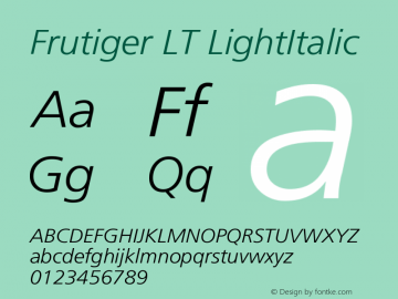 Frutiger LT LightItalic Version 006.000图片样张